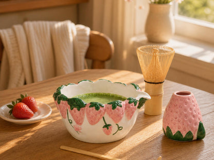 Pink Strawberry Matcha Bowl Set product photo 8