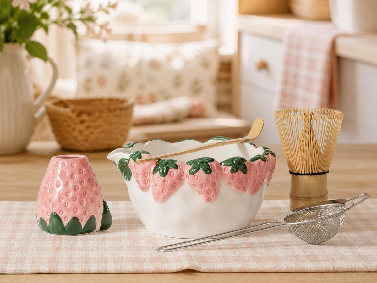 Pink Strawberry Matcha Bowl Set product photo 7