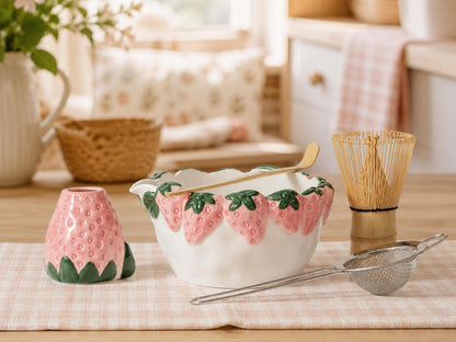 Pink Strawberry Matcha Bowl Set product photo 7