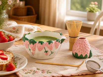 Pink Strawberry Matcha Bowl Set product photo 3