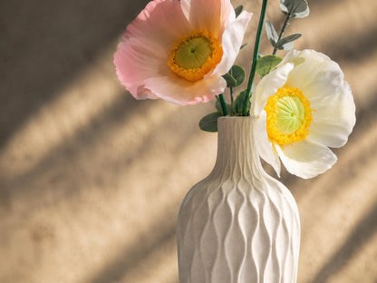 Handmade Ceramic Poppy Flower Bouquet In Water-Holding White Vase product photo 2