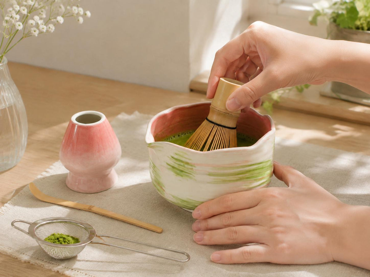 Pastel Pink Green Matcha Bowl Set product photo 2