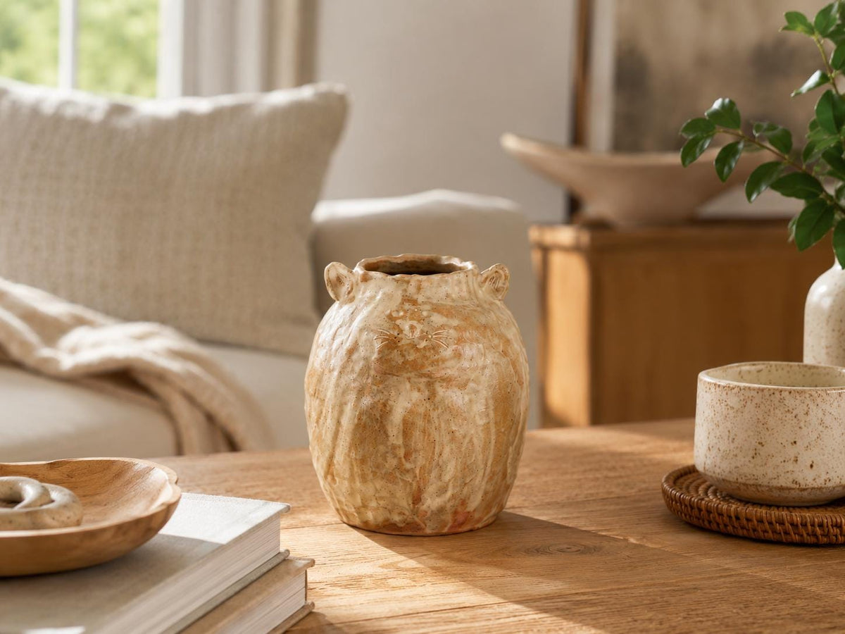 Handmade Ceramic Cat Vase product photo 3