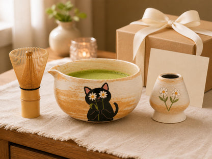 Black Cat Daisy Matcha Bowl Set product photo 6