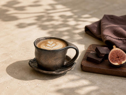Rustic Ceramic Coffee Cup with Saucer product photo 5