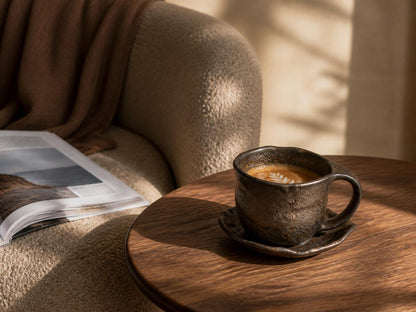 Rustic Ceramic Coffee Cup with Saucer product photo 3