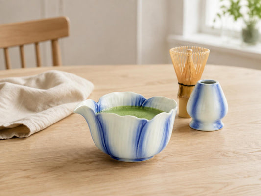 Blue White Matcha Bowl Set product photo 1
