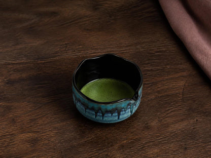 Teal Blue Flow Glaze Matcha Bowl Set product photo 8