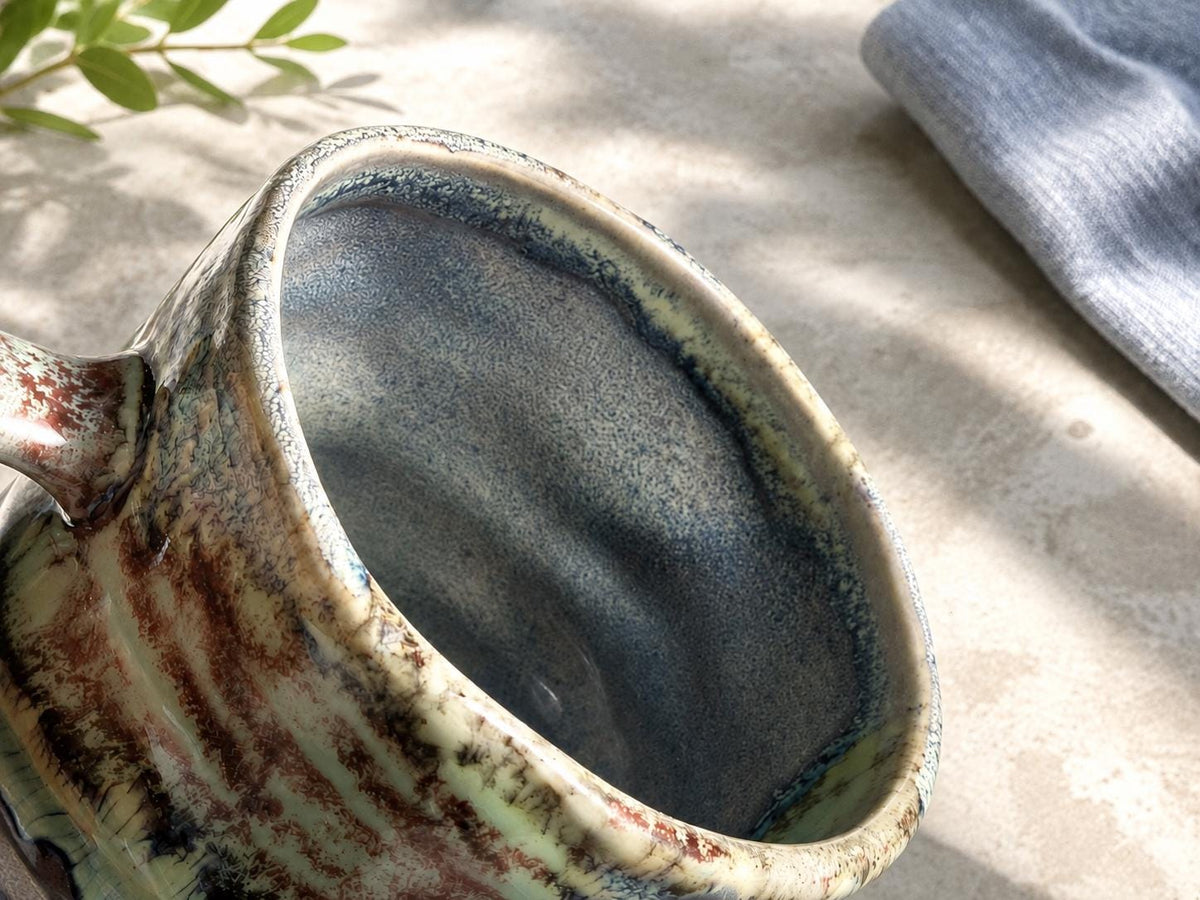 Blue and Rust Ceramic Coffee Mug product photo 8