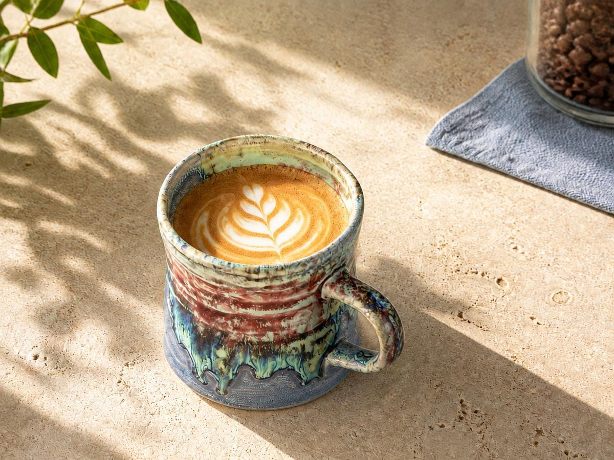 Blue and Rust Ceramic Coffee Mug product photo 4