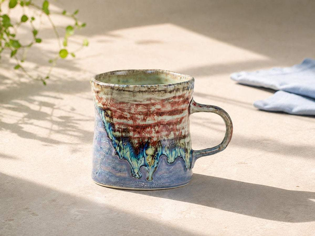 Blue and Rust Ceramic Coffee Mug product photo 3