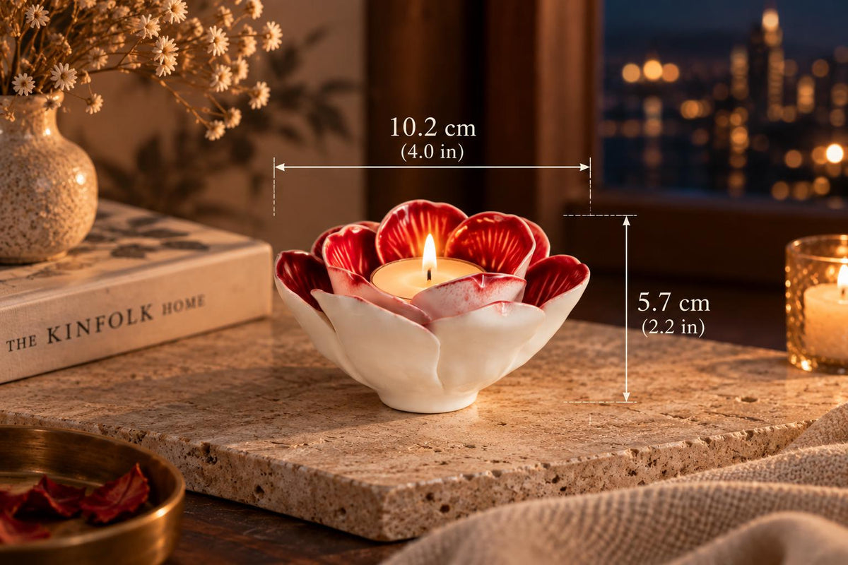 Red Rose Ceramic Candle Holder product photo 1