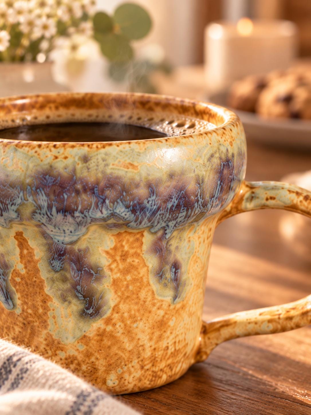 Amber Hearth Drip Glaze Ceramic Coffee Mug product photo 3