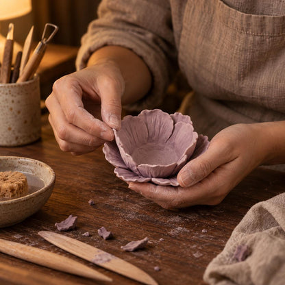 Handmade Lavender Flower Ceramic Candle Holder product photo 3