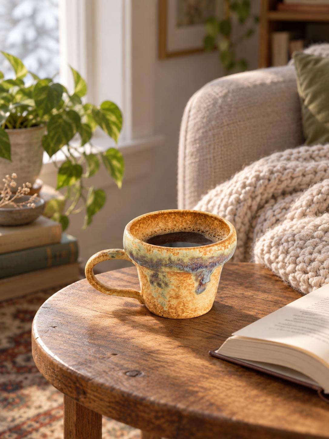Amber Hearth Drip Glaze Ceramic Coffee Mug product photo 7