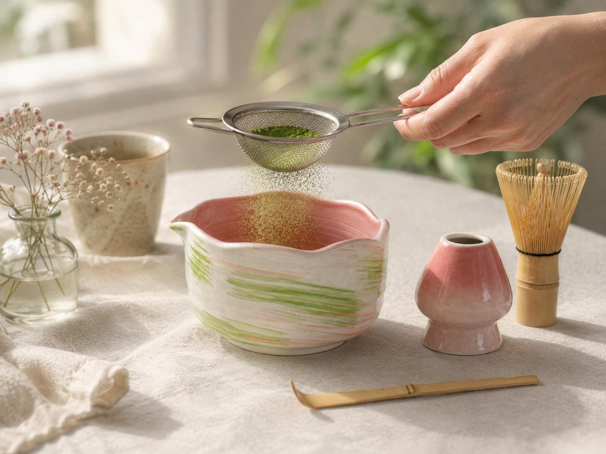 Pastel Pink Green Matcha Bowl Set product photo 1