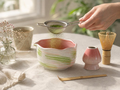 Pastel Pink Green Matcha Bowl Set product photo 1