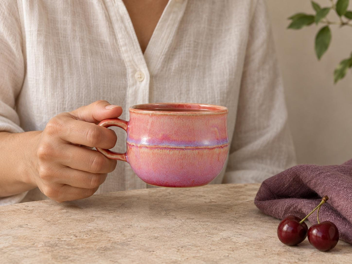 Coral Pink Ceramic Coffee Mug product photo 2