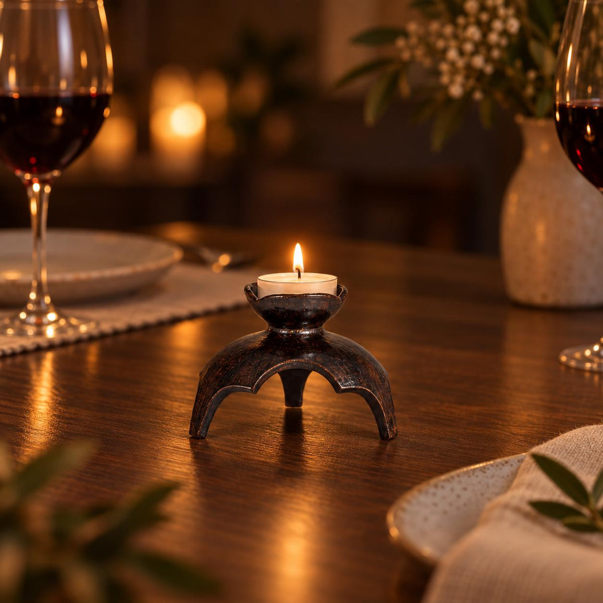 Black Ceramic Tealight Candle Holder product photo 5