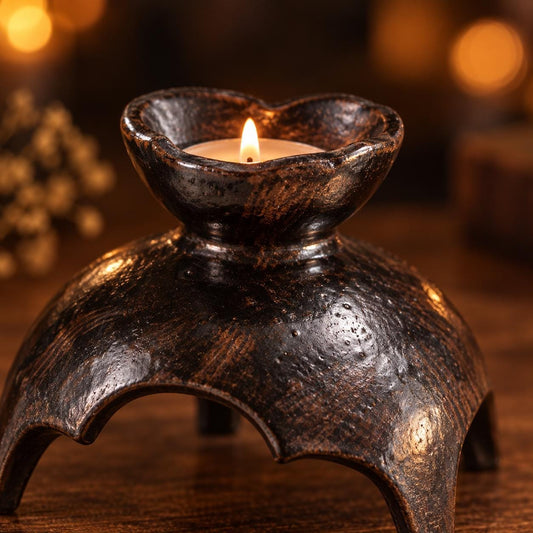 Black Ceramic Tealight Candle Holder product photo 1