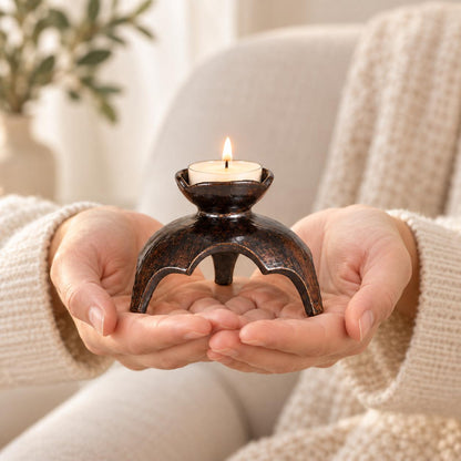 Black Ceramic Tealight Candle Holder product photo 2
