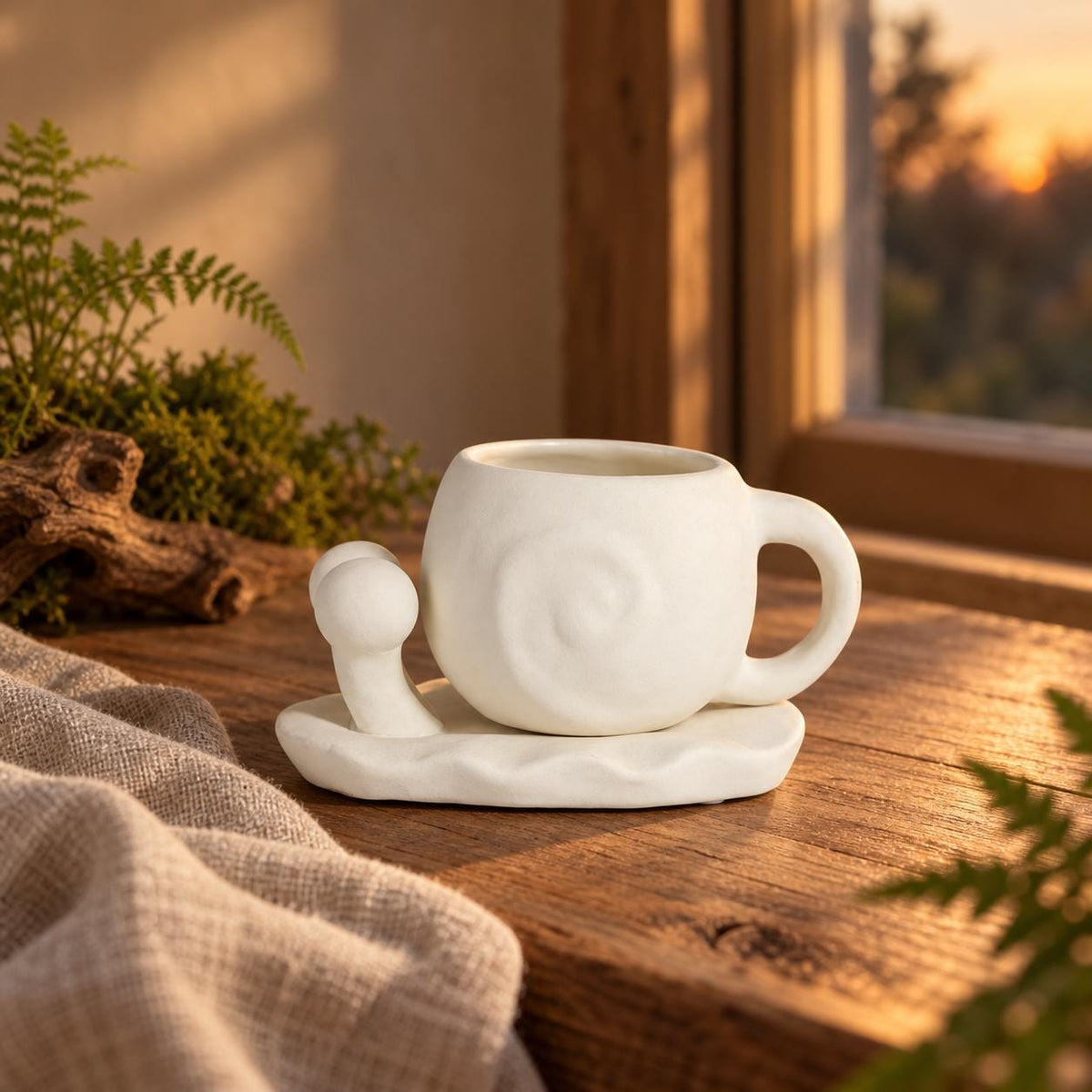 White Snail Coffee Cup and Saucer product photo 3