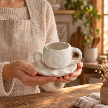 White Snail Coffee Cup and Saucer product photo 4