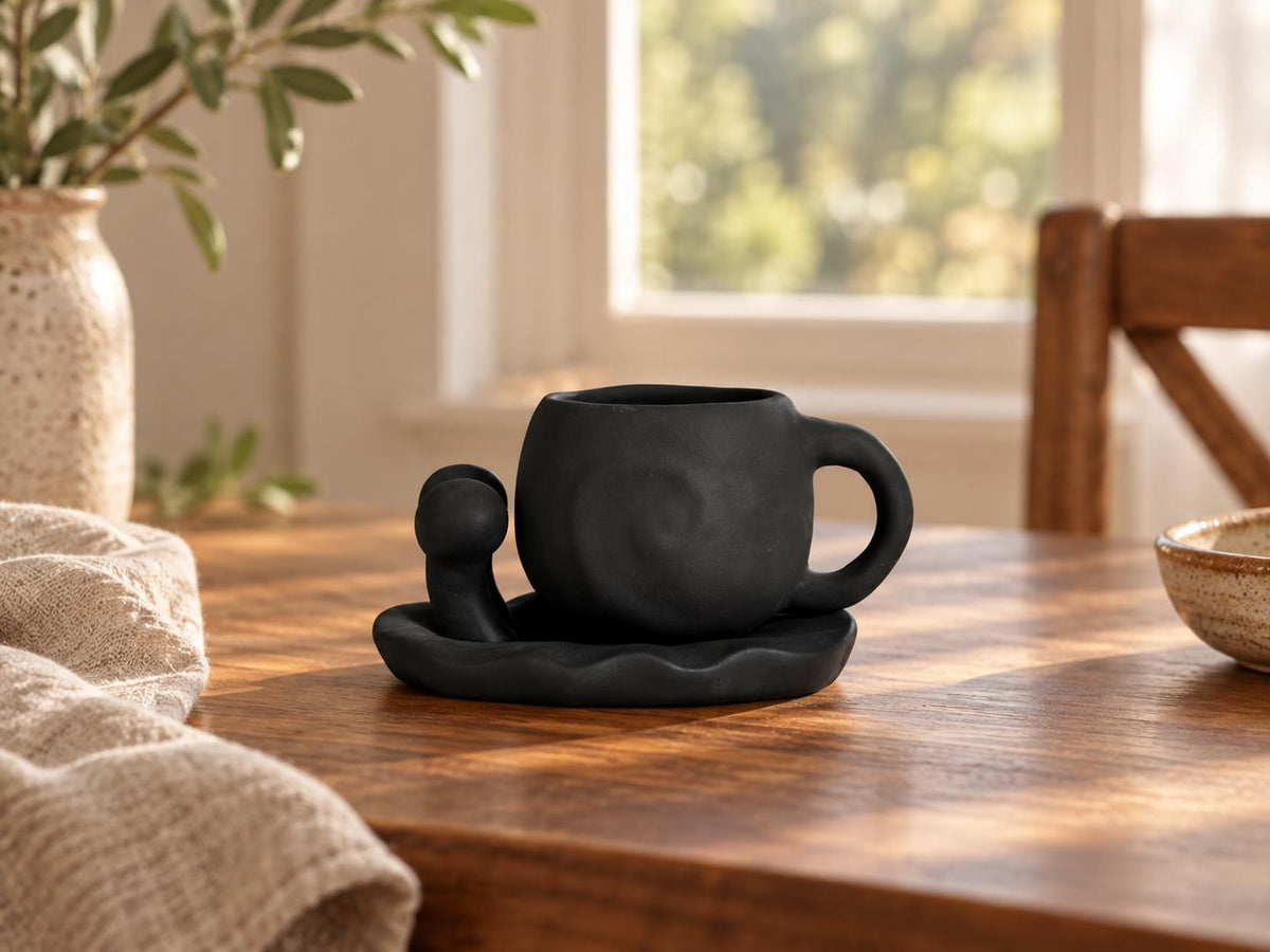 White Snail Coffee Cup and Saucer product photo 1