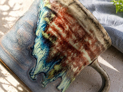 Blue and Rust Ceramic Coffee Mug product photo 6