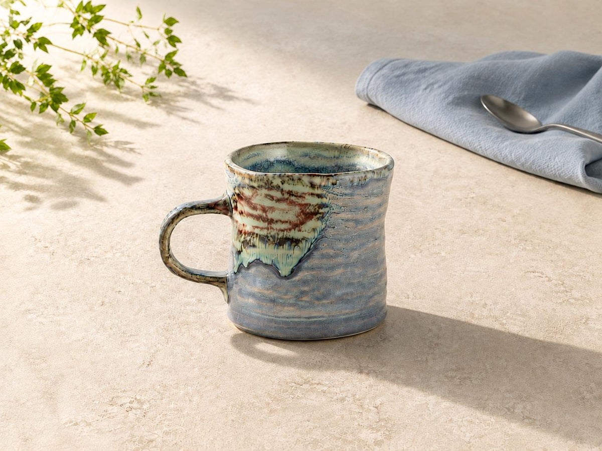 Blue and Rust Ceramic Coffee Mug product photo 5