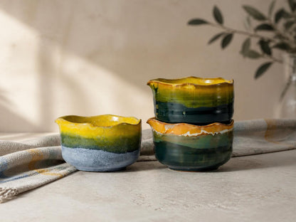 Amber Green Wavy Rim Matcha Bowl Set product photo 3