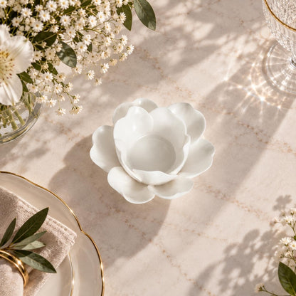 White Ceramic Flower Candle Holder product photo 2