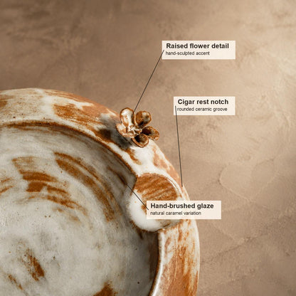 Handmade Ceramic Cigar Ashtray with Floral Cigar Rest product photo 1