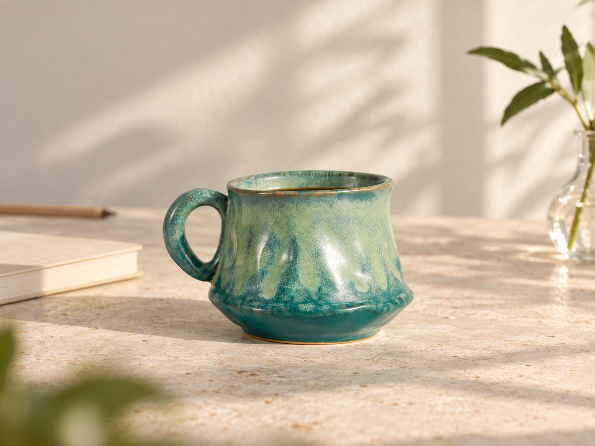 Green Sculptural Ceramic Coffee Cup product photo 6