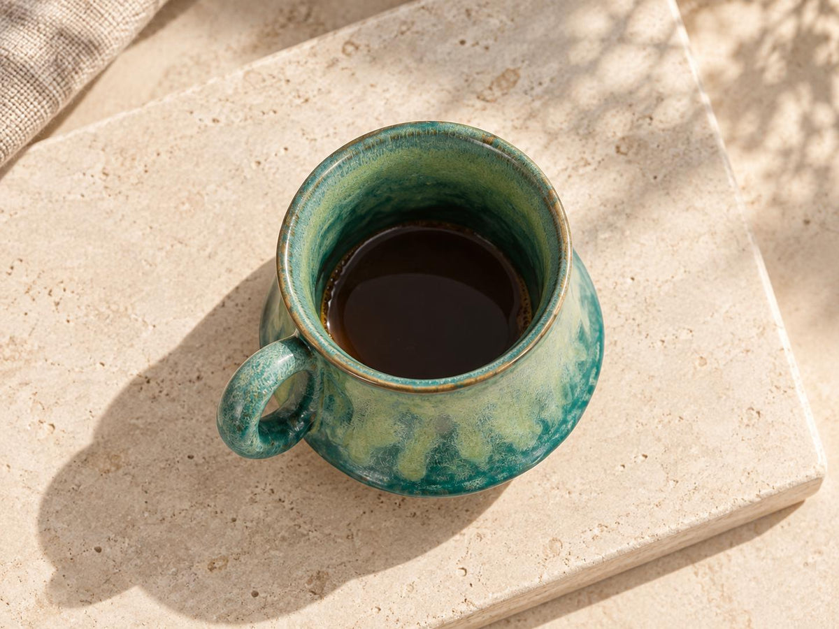 Green Sculptural Ceramic Coffee Cup product photo 5