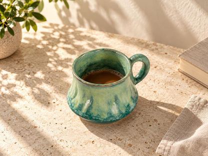 Green Sculptural Ceramic Coffee Cup product photo 8