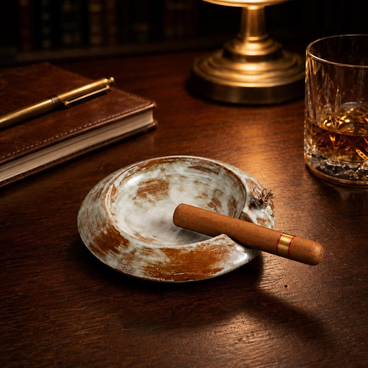 Handmade Ceramic Cigar Ashtray with Floral Cigar Rest product photo 8