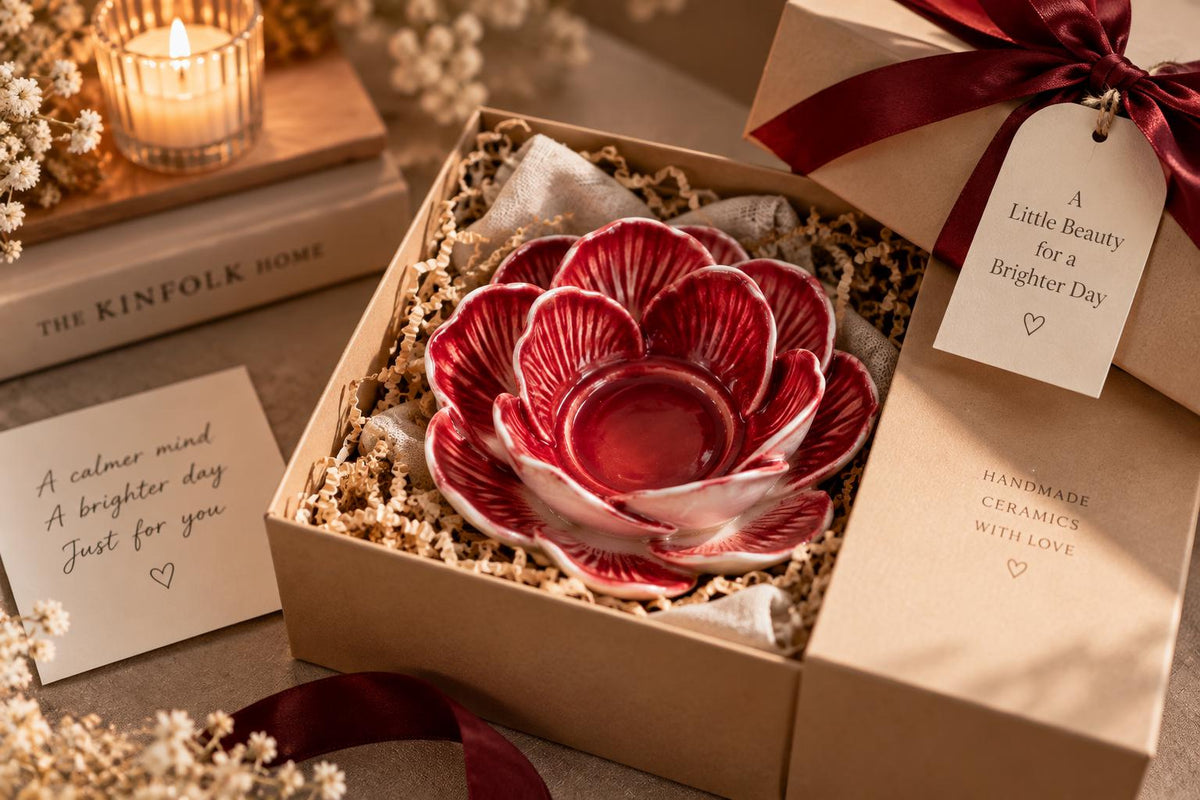 Red Rose Ceramic Candle Holder product photo 7