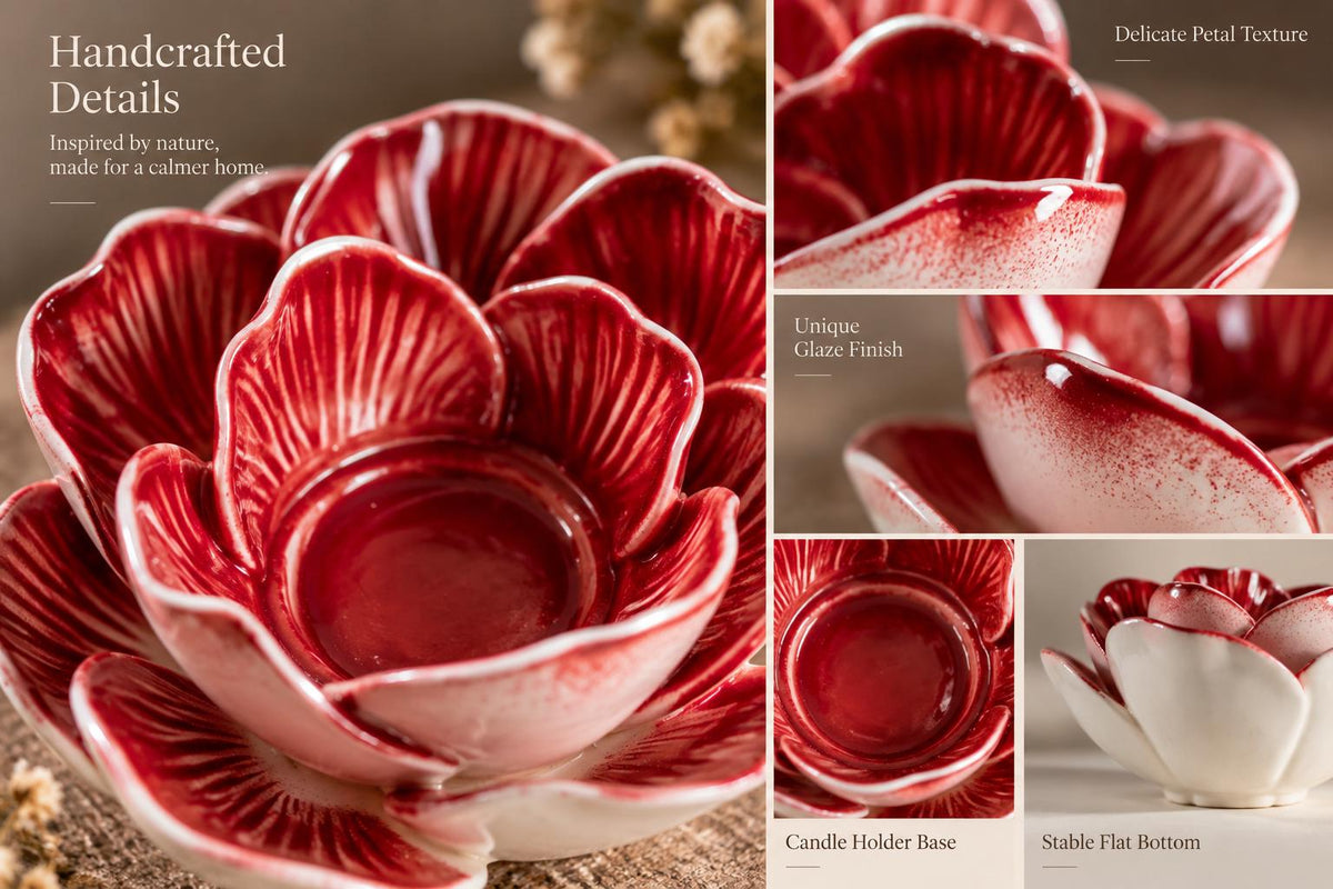 Red Rose Ceramic Candle Holder product photo 2