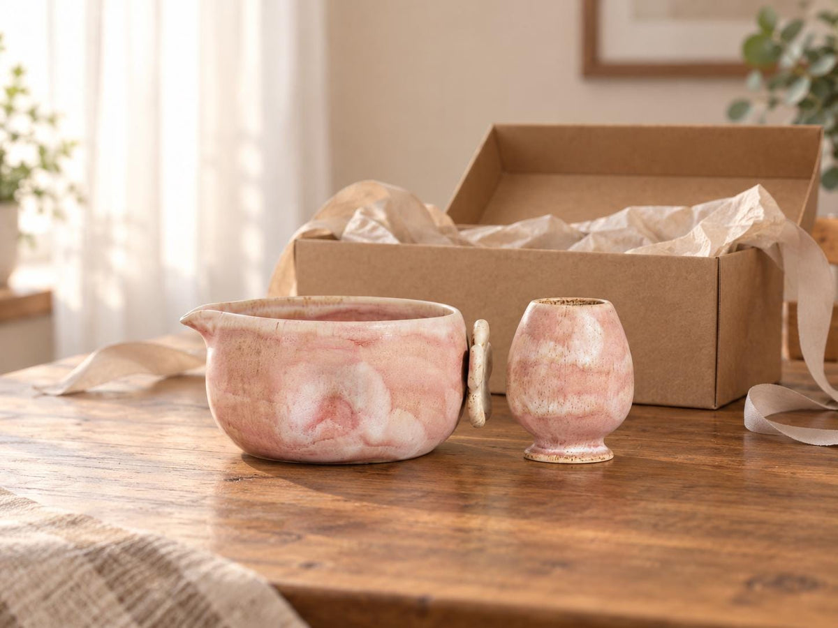 Pink Floral Matcha Bowl Set product photo 3