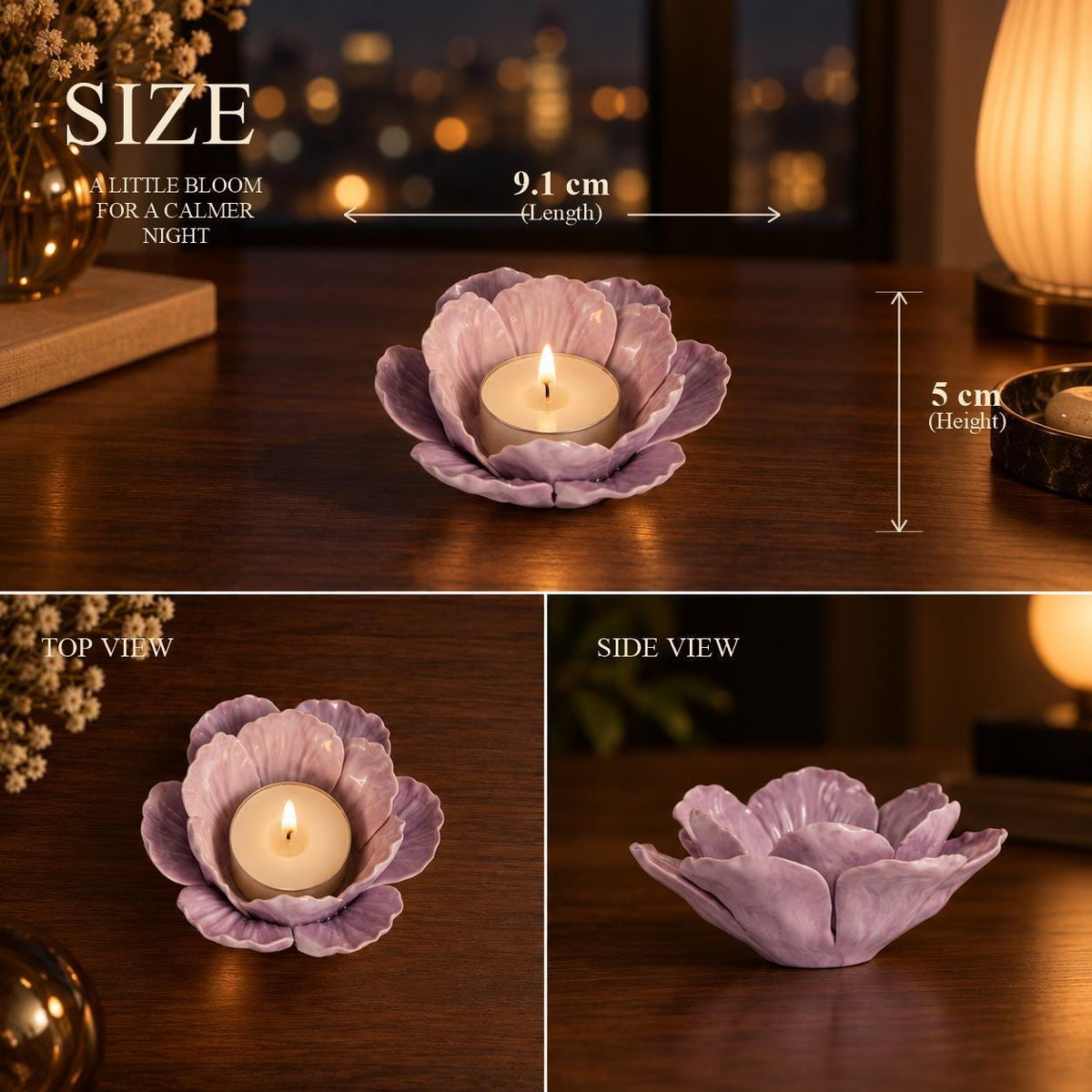 Handmade Lavender Flower Ceramic Candle Holder product photo 5