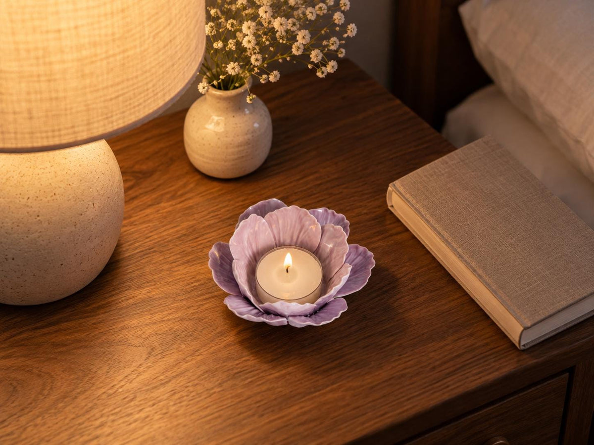 Handmade Lavender Flower Ceramic Candle Holder product photo 7