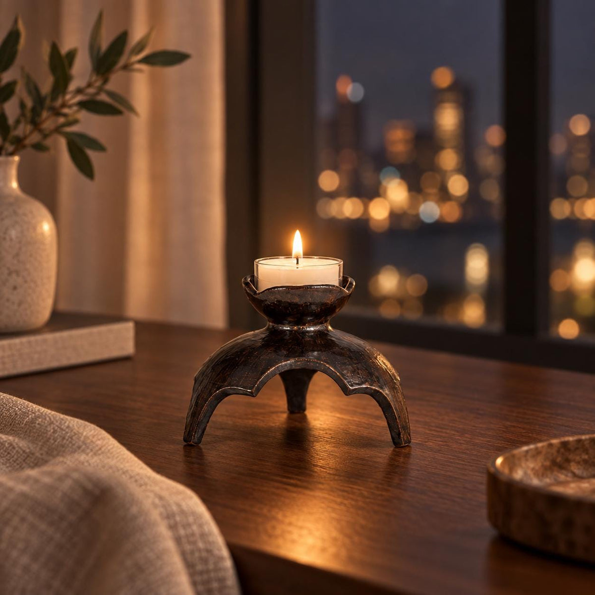 Black Ceramic Tealight Candle Holder product photo 6