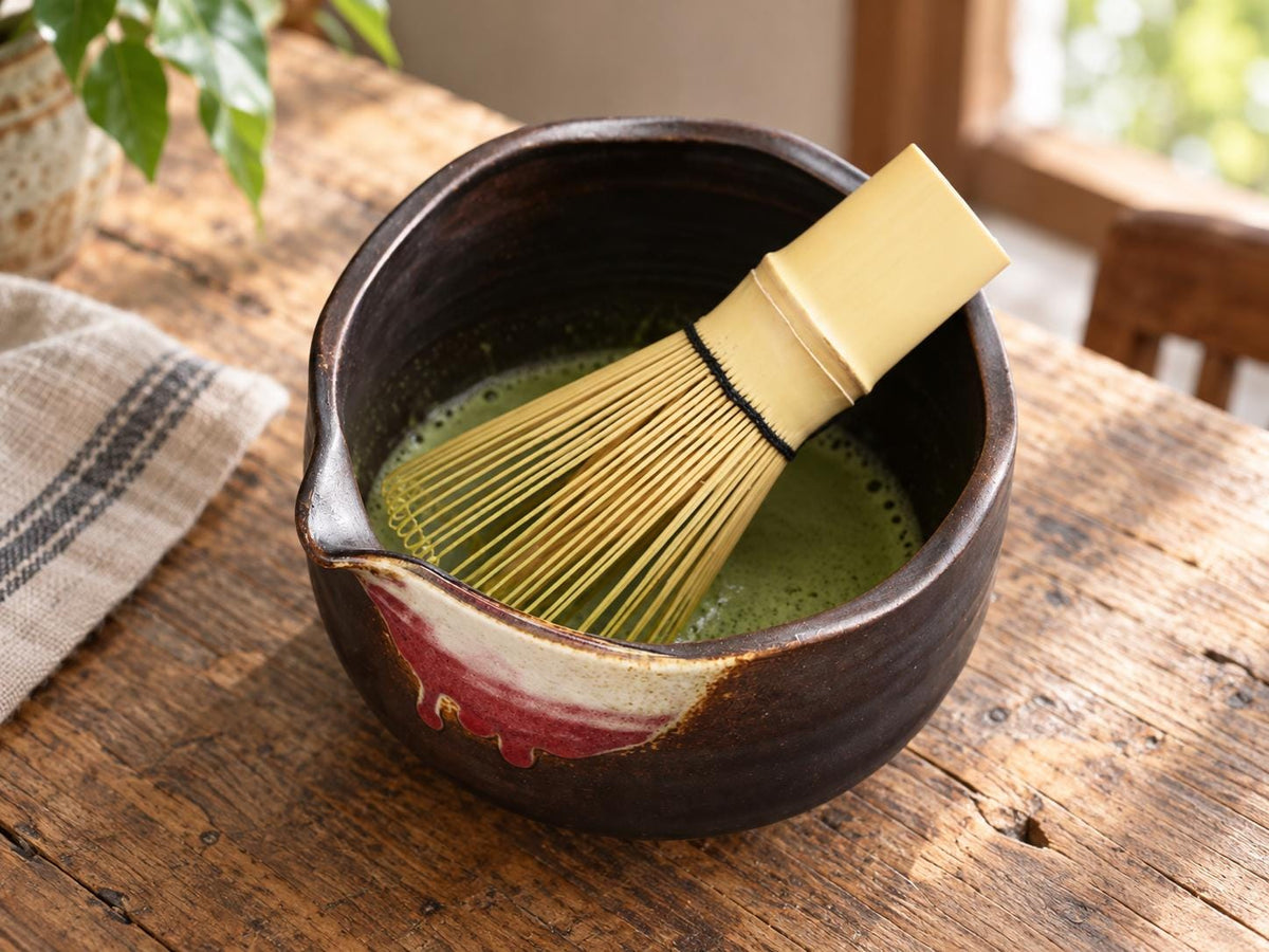 Black Red Natural Glaze Matcha Bowl Set product photo 2