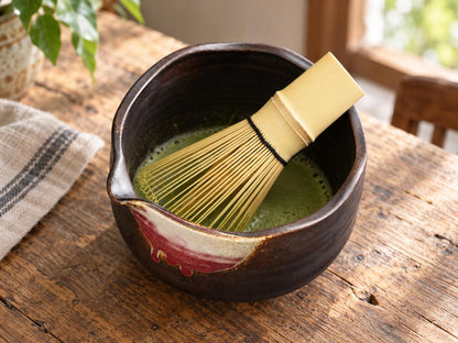 Black Red Natural Glaze Matcha Bowl Set product photo 2