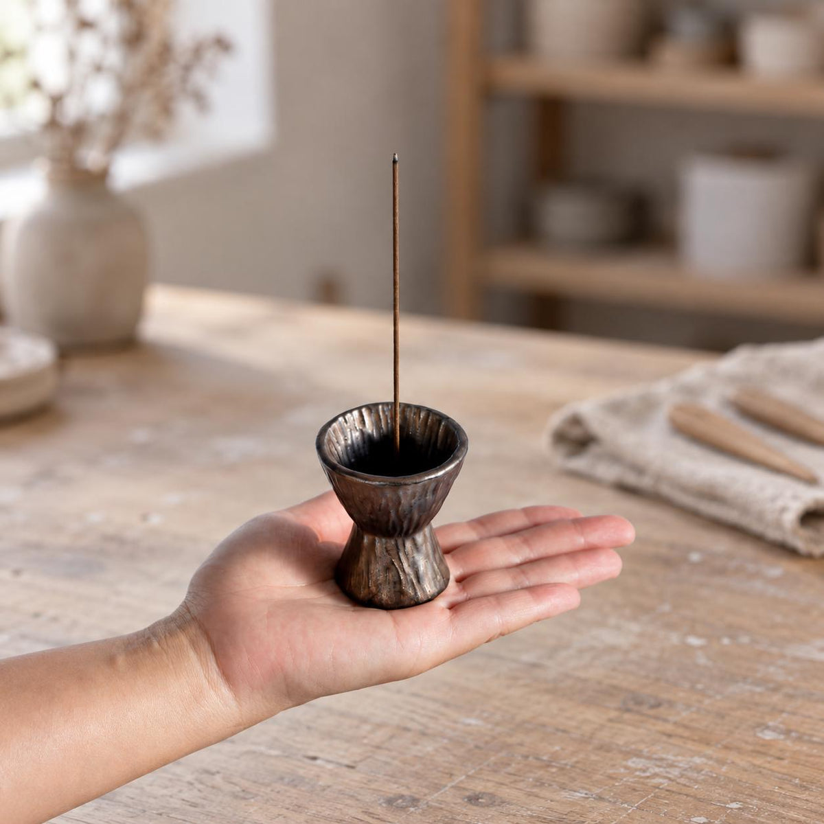 Pottery Hourglass Incense Burner product photo 3