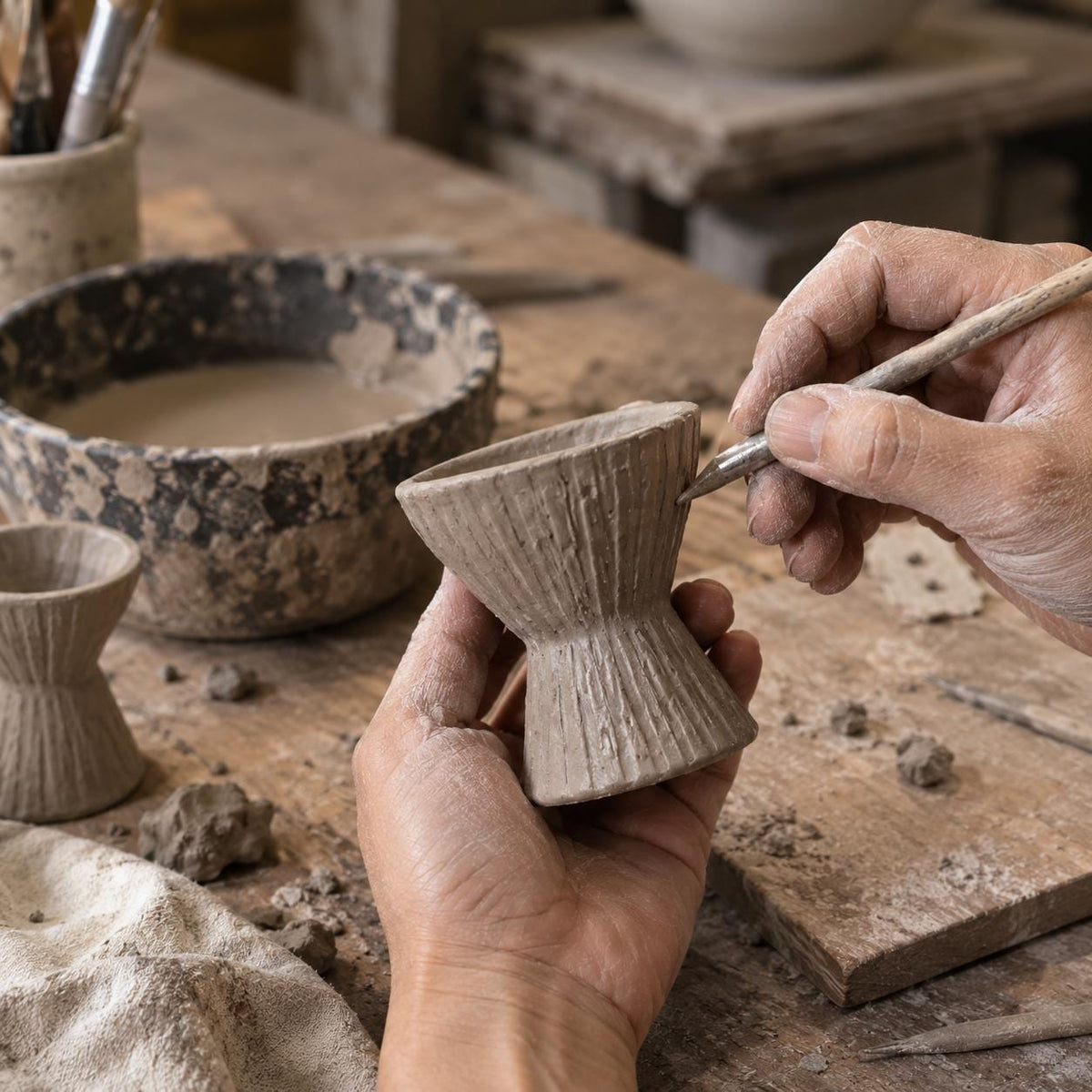 Pottery Hourglass Incense Burner product photo 2
