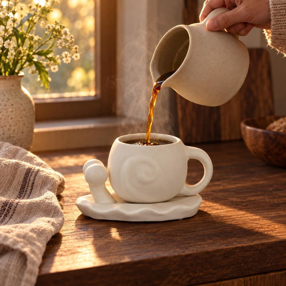 White Snail Coffee Cup and Saucer product photo 8