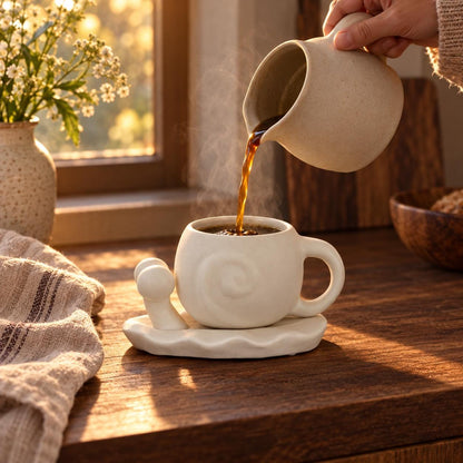 White Snail Coffee Cup and Saucer product photo 8