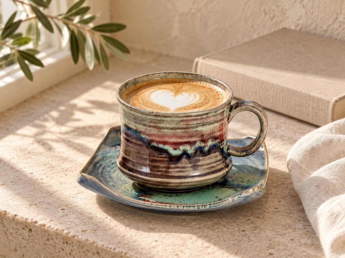 Earthy Coffee Cup and Saucer product photo 1
